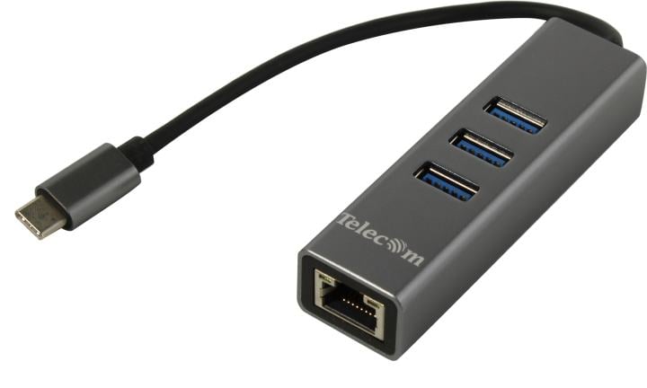 Переходник Telecom TA311C, USB Type-C → RJ-45 + 3×USB 3.0