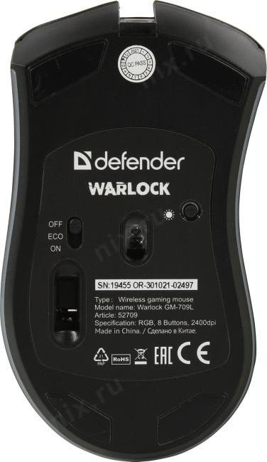Defender Warlock Gaming Mouse <GM-709L> (RTL)  USB 8btn+Roll <52709>