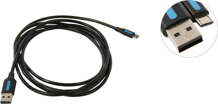 Кабель Vention USB 2.0 AM/micro B 5pin - 2м черный