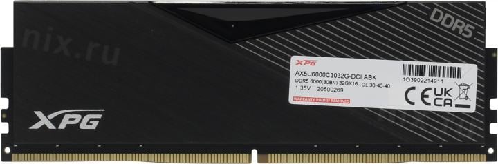 ADATA XPG Lancer <AX5U6000C3032G-DCLABK> DDR5 DIMM 64Gb KIT  2*32Gb <PC5-48000> CL30