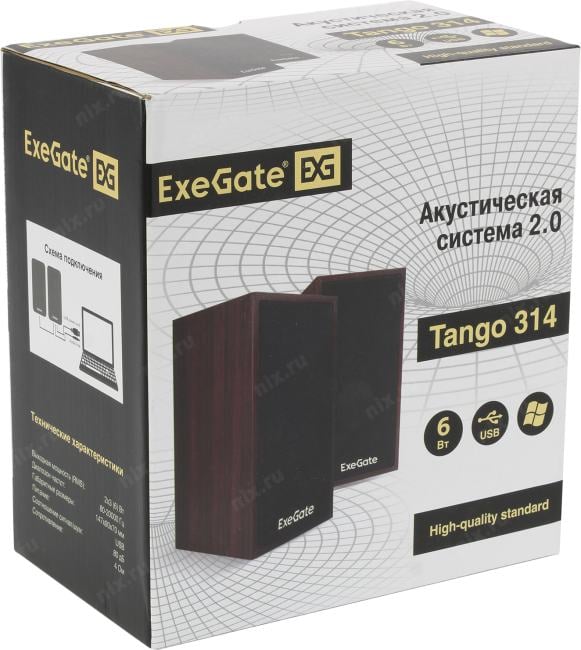 Колонки ExeGate Tango 314 (2x3W, дерево, питание  от USB) <EX287059RUS>