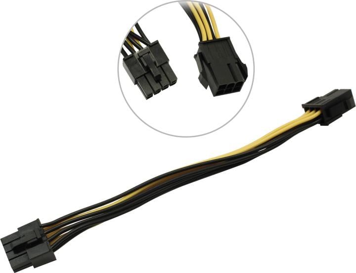 <107258> Кабель-удлинитель 6pin PCI-E (f) --> 8pin PCI-E (m) 20см, Cablexpert CC-PSU-68-20CM [CC-PSU-68-20CM]