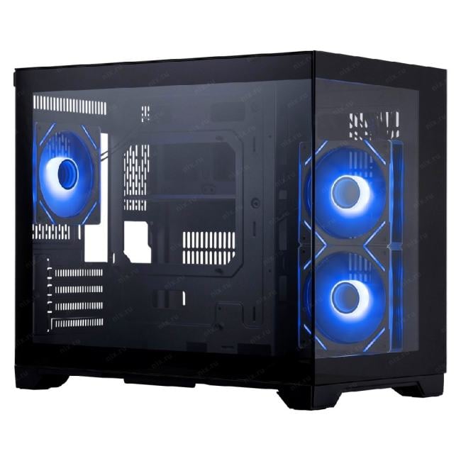 Корпус 1STPLAYER MEGAVIEW MV6-TP ARGB Black / mATX / 3x120mm  ARGB  fans  / MV6-TP-BK-2FC7R-1FC7