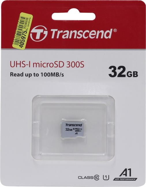 Карта памяти Transcend - 300S, write speed 25Mb/s, read speed 100Mb/s, UHS-I Class 1, Class 10, TS32GUSD300S