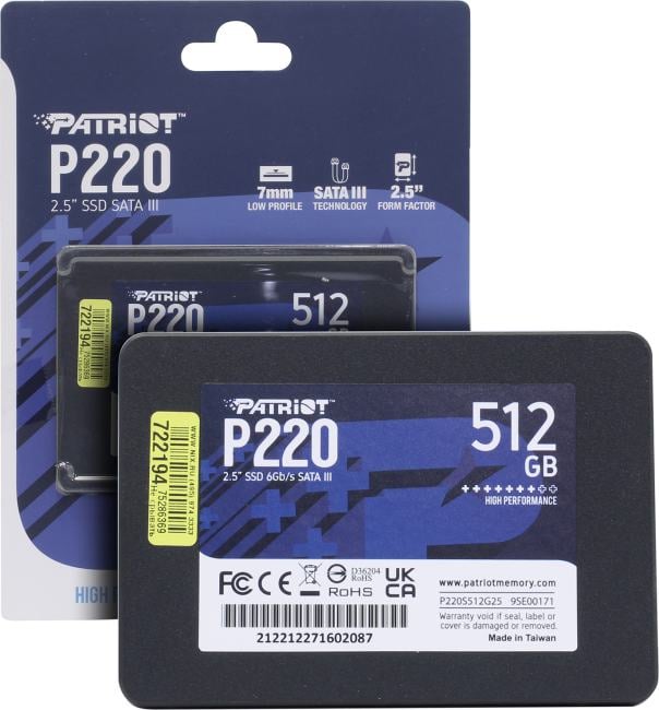 SSD 512 Gb SATA 6Gb/s  Patriot  P220  <P220S512G25> 2.5"