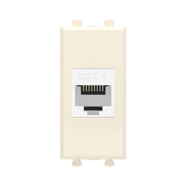 Розетка компьютерная DKC 4405691 RJ-45 без шторки модульная, кат.6, "Ванильная дымка", 1  модуль,  "Avanti"