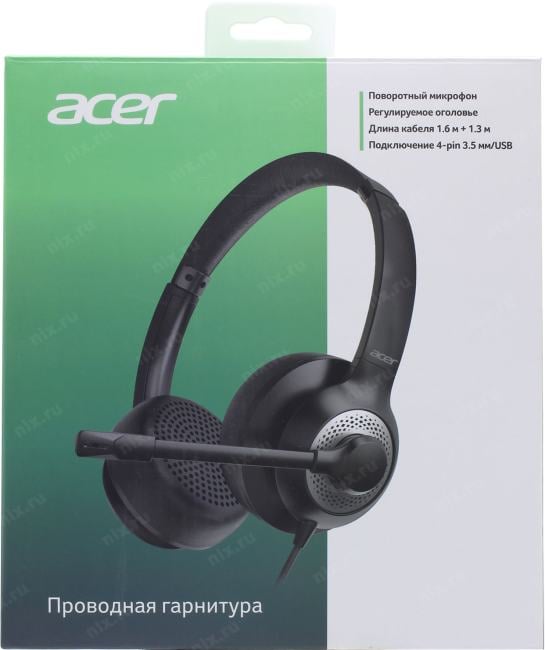 Наушники с микрофоном Acer OHW309  <ZL.HDSEE.004>  (USB,  шнур 2.8м