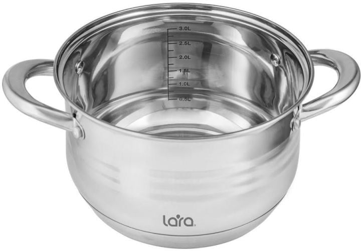 Кастрюля Lara LR02-582 SONATA 20x12,5 см, 3.9 л, нержавеющая сталь, с крышкой