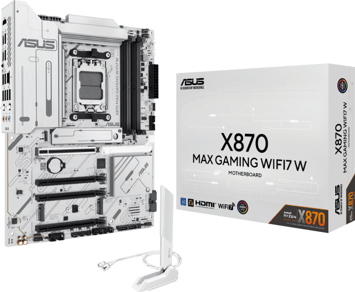 ASUS X870 MAX GAMING WIFI7 W (RTL) AM5 <X870> 4xPCI-E HDMI 2.5GbLAN+WiFi+BT  SATA ATX 4DDR5