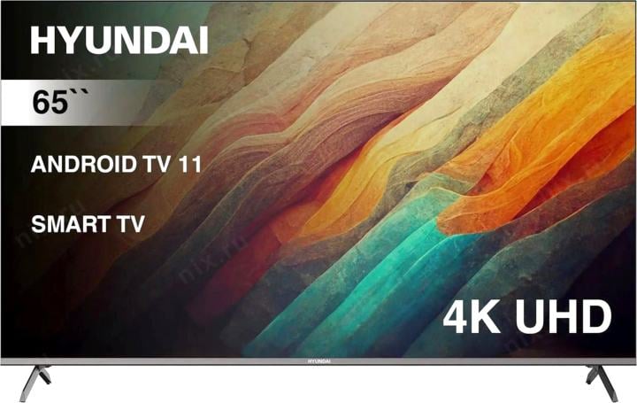 Hyundai 65" H-LED65BU7006 Android TV Frameless Metal черный/серебристый 4K Ultra HD 60Hz DVB-T DVB-T2  DVB-C DVB-S DVB-S