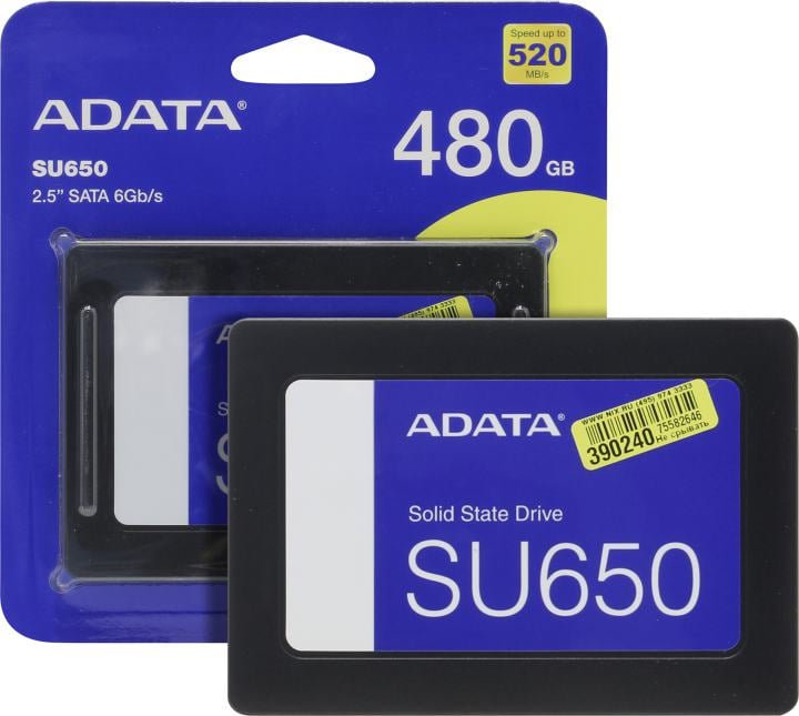 SSD 480 Gb SATA 6Gb/s ADATA Ultimate SU650 <ASU650SS-480GT-R> 2.5"  3D  TLC