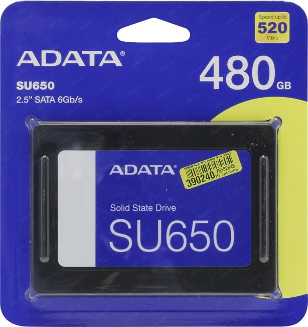 SSD 480 Gb SATA 6Gb/s ADATA Ultimate SU650 <ASU650SS-480GT-R> 2.5"  3D  TLC
