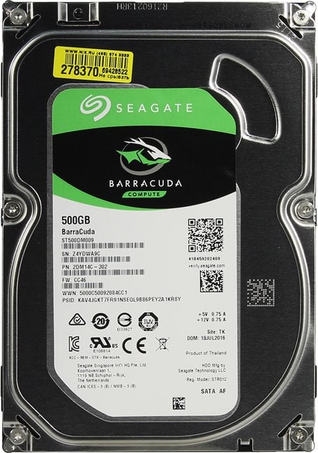 HDD 500 Gb SATA 6Gb/s Seagate Barracuda  <ST500DM009>  3.5"  7200rpm 32Mb