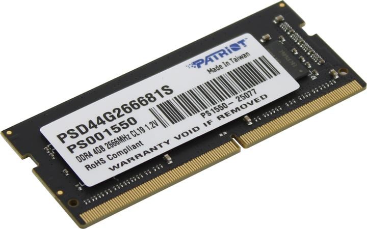 Память PATRIOT PSD44G266681S, DDR4, 4ГБ, 2666МГц, SO-DIMM