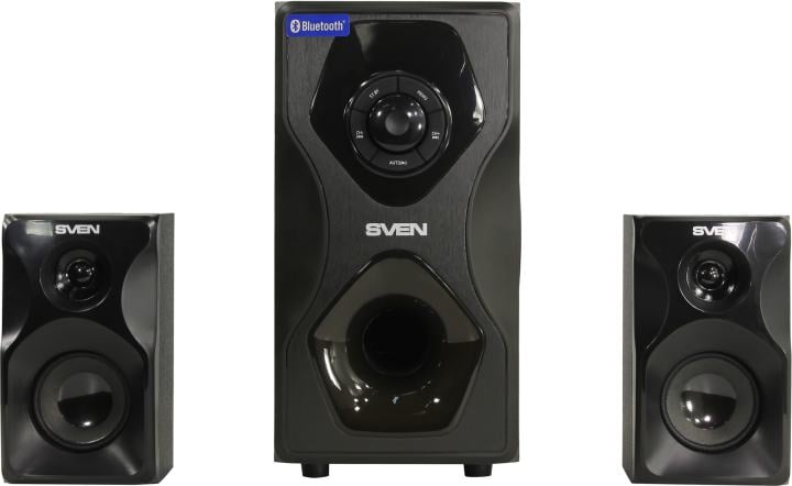 Колонки SVEN MS-2055 Black (2x12.5W +Subwoofer 30W, дерево, Bluetooth,  SD,USB, FM, ПДУ)