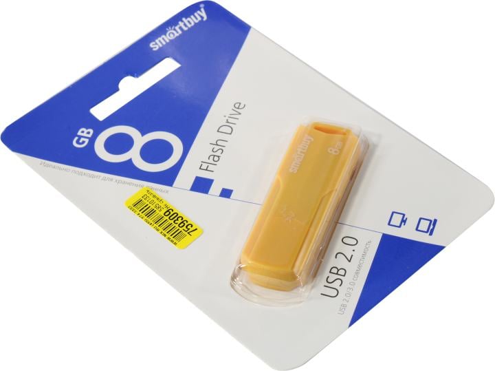Флешка USB Smartbuy CLUE Yellow (SB8GbCLU-Y), 8Gb, USB 2.0, R/W 15/5, желтый