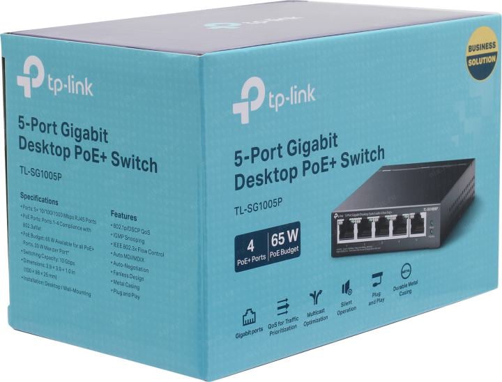 TP-LINK <TL-SG1005P> 5-Port Gigabit Desktop Switch (1UTP 1000Mbps+  4UTP 1000Mbps PoE)
