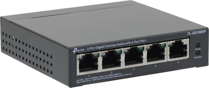 Коммутатор TP-Link TL-SG1005P, 4×PoE+, 65W PoE