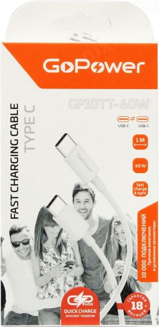 GoPower GP10TT-60W <00-00022802>  Кабель  USB  CM-->CM 1м