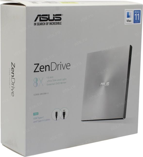 DVD RAM & DVD±R/RW & CDRW ASUS SDRW-08U9M-U <Silver> USB2.0  EXT  (RTL)