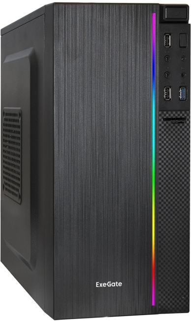 Exegate EX297474RUS Корпус Minitower ExeGate mEVO-9302-NPX400 (mATX, БП 400NPX с вент. 12см, 2*USB+1*USB3.0, HD аудио, черный, с RGB подсветкой)