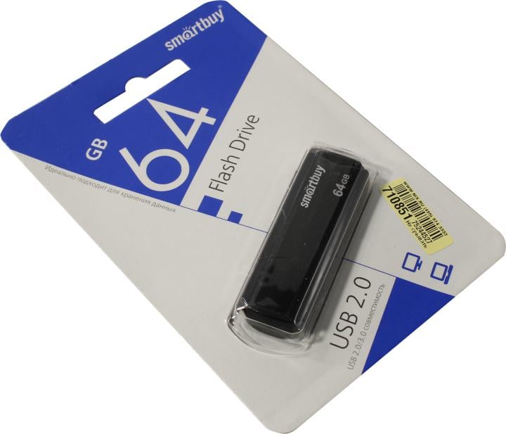 Флешка USB Smartbuy CLUE black (SB64GBCLU-K), 64Gb, USB 2.0, R/W 30/15, черный