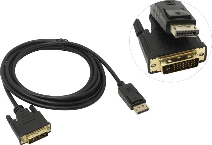 Видео кабель Cablexpert, DisplayPort (M) -> DVI-D (M), 1920x1080, 3 м, цвет чёрный, CC-DPM-DVIM-3M