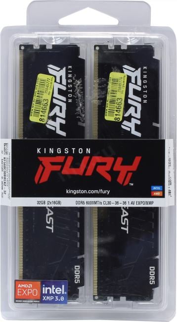 Kingston FURY Beast EXPO <KF560C30BBEK2-32> DDR5 DIMM 32Gb KIT  2*16Gb <PC5-48000> CL30