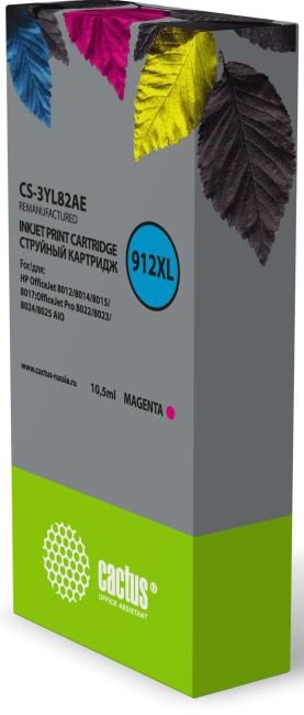 Картридж струйный Cactus CS-3YL82AE 912XL пурпурный (10.5мл) для HP OfficeJet  8012/8014/8015/8017;OfficeJet Pro 8022/80