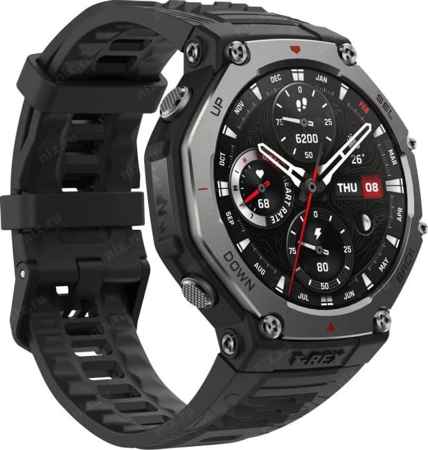 1746721 Amazfit T-Rex 3 A2323 48.5мм 1.5" AMOLED корп.темно-серый  рем.темно-серый разм.брасл.:145-210мм ()