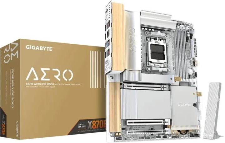 GIGABYTE X870E AERO X3D WOOD (RTL) AM5 <X870E> 3xPCI-E HDMI 5GbLAN+WiFi+BT SATA  RAID ATX 4DDR5