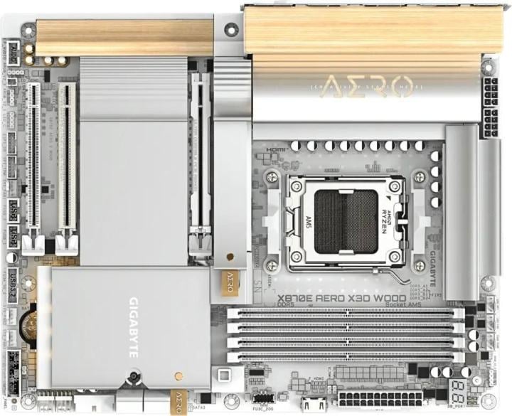 GIGABYTE X870E AERO X3D WOOD (RTL) AM5 <X870E> 3xPCI-E HDMI 5GbLAN+WiFi+BT SATA  RAID ATX 4DDR5