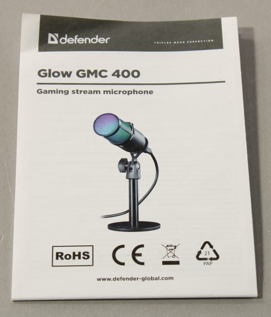 Defender Glow GMC 400 Игровой стрим микрофон  USB (1.3м) <64640>