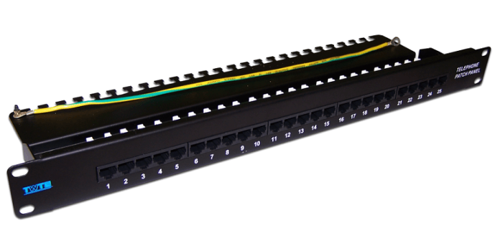 TWT-PP25TEL45 Патч-панель телефонная, 19", 1U,  25 портов RJ-45