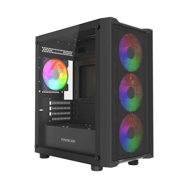 Корпус PowerCase CMMEM19B-A4, Mistral Micro EM19, TG, 4×120мм ARGB PWM, mATX
