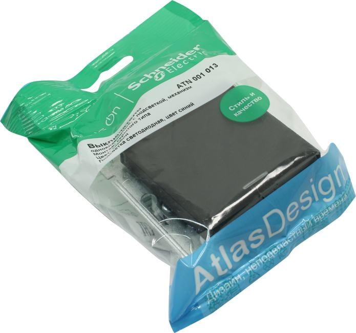 Schneider Electric AtlasDesign <ATN001013> Выключатель (1клав.,с подсветкой,  внут.,  без  рамки, карбон)