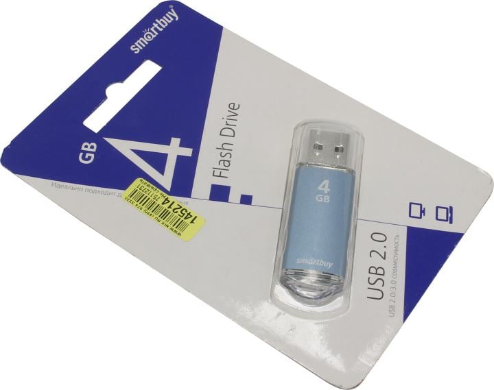 USB-флешка Smartbuy SB4GBVC-B, 4GB, USB 2.0, V-Cut, голубая