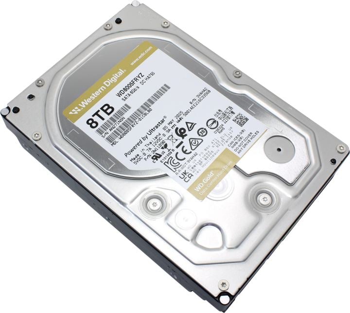 Жесткий диск Western Digital GOLD HDD SATA 8TB, 7200rpm, 256MB buffer, WD8005FRYZ, 1 year