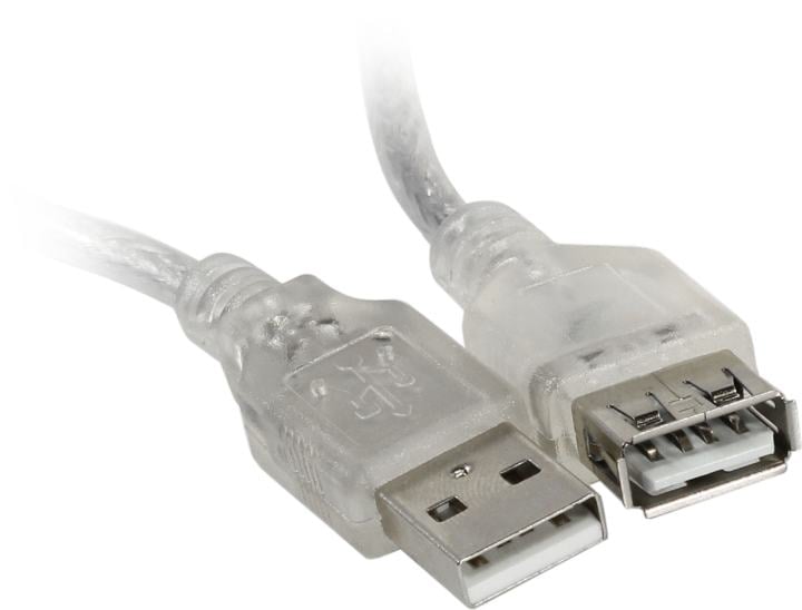 <099889> Кабель USB2.0 Am < - > Af удлинительный 3.0м, Cablexpert, экран, феррит.кольцо, прозрачный [CCF-USB2-AMAF-TR-10]