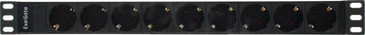 Exegate ServerPro PDU-19H901 Al-9S-C14 <EX280847RUS> Блок силовых розеток 19",  чёрный  1U,  9 евророзеток