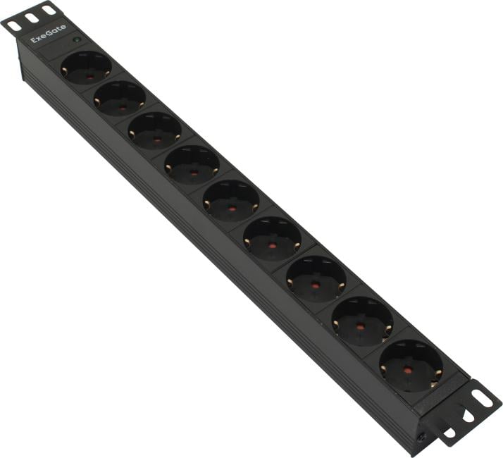 Exegate ServerPro PDU-19H901 Al-9S-C14 <EX280847RUS> Блок силовых розеток 19",  чёрный  1U,  9 евророзеток