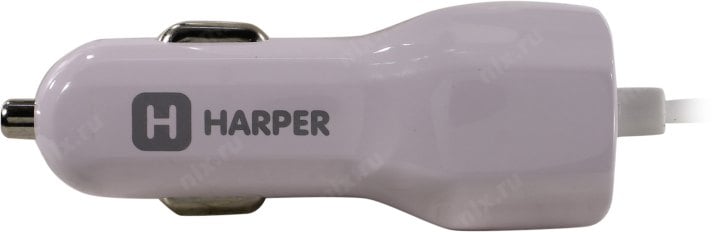 HARPER <CCH-3115 White> Автомобильное зарядное уст-во USB (Вх.12-24V, Вых.5V, 10.5W,  USB, кабель Lightning)