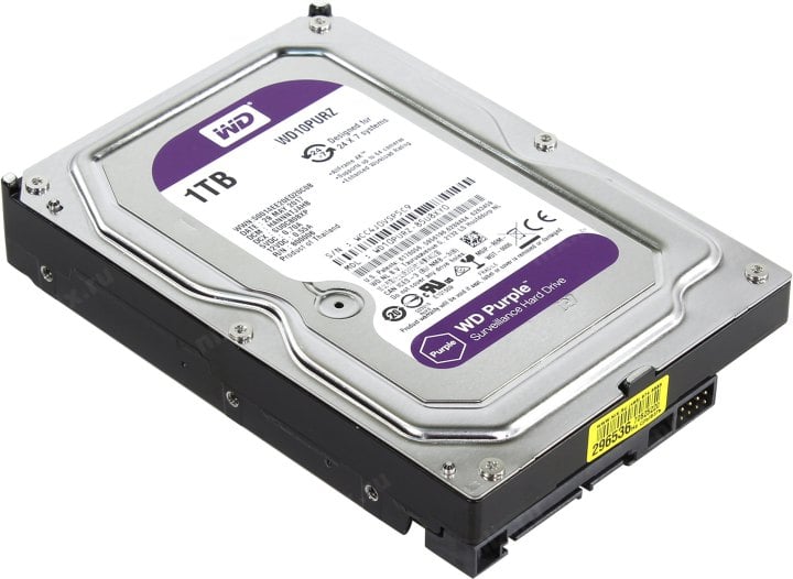 HDD 1 Tb SATA 6Gb/s Western Digital Purple <WD10PURZ> 3.5"  5400rpm  64Mb