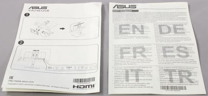 23.8" ЖК монитор ASUS VA24EQSB BK с поворотом экрана (LCD, 1920x1080, D-Sub, HDMI, DP,  USB3.2  Hub)