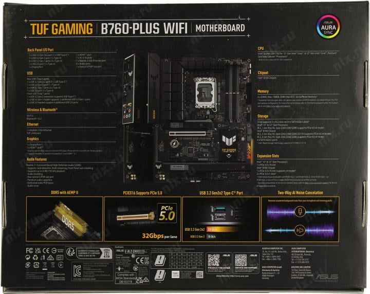 ASUS TUF GAMING B760-PLUS WIFI (RTL) LGA1700 <B760> 2xPCI-E HDMI+DP  2.5GbLAN+WiFi+BT  SATA  ATX 4DDR5