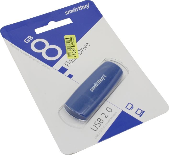 Флешка USB Smartbuy SB008GB2SCB, 8 ГБ, USB 2.0, синий