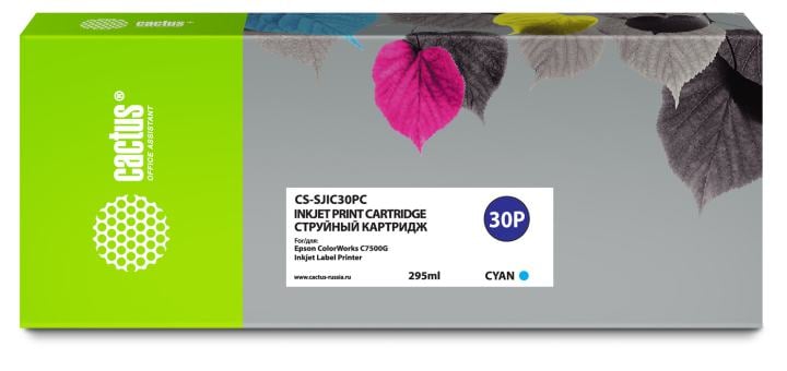 Картридж струйный Cactus CS-SJIC30PC голубой (295мл) для Epson  ColorWorks  TM-C7500G