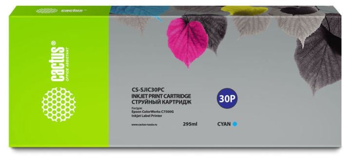 Картридж струйный Cactus CS-SJIC30PC голубой (295мл) для Epson  ColorWorks  TM-C7500G