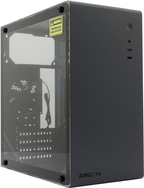Корпус Zircon Mozart GY, Midi Tower, ATX, без БП, стекло
