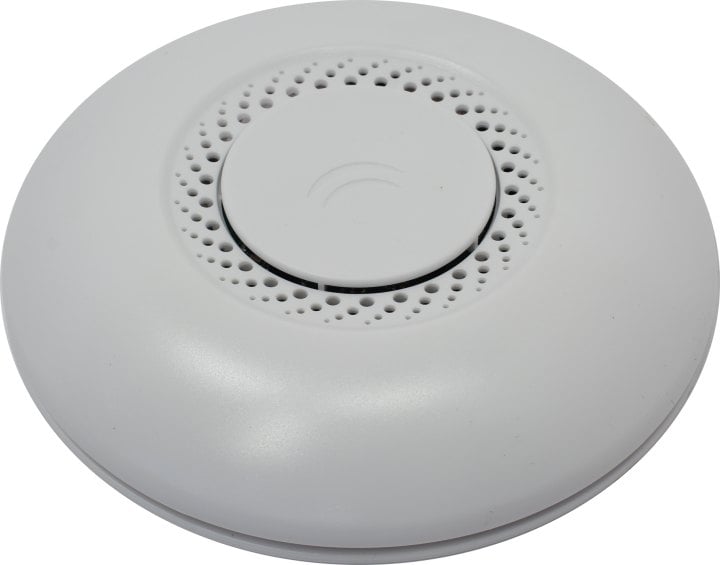 Точка доступа wi-fi MikroTik cAP with AR9533 650MHz CPU, 64MB RAM, 1xLAN, built-in 2.4Ghz 802.11b/g/n Dual Chain wireless with 2dBi integrated antenna, RouterOS L4, plastic case, PoE, PSU